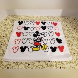 Retro Mickey Mouse Patterned White Hand Towel - Red, Black, Yellow Accents